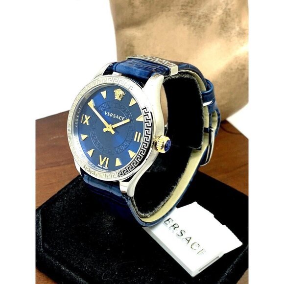 Versace Wome'ns Watch VE2S00122 Hellenyium Swiss Quartz Blue Dial Leathe… - Picture 2 of 15